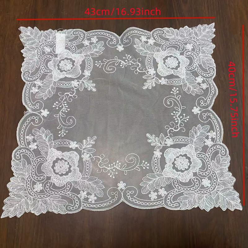

Европейский классический белый кружевной сетчатый вышитый прямоугольный фруктовый десертный кофейный столик подставка под чайный коврик шкатулка для украшений антикварная ткань для чехла 43cm x 40cm