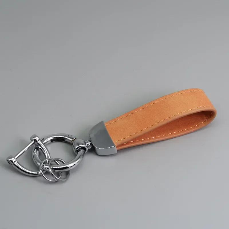 Laser Custom Logo Suede Leather Keychain for Men and Women Retro Vintage Personalized Company Name Keyring Engrave Car Key Chain
