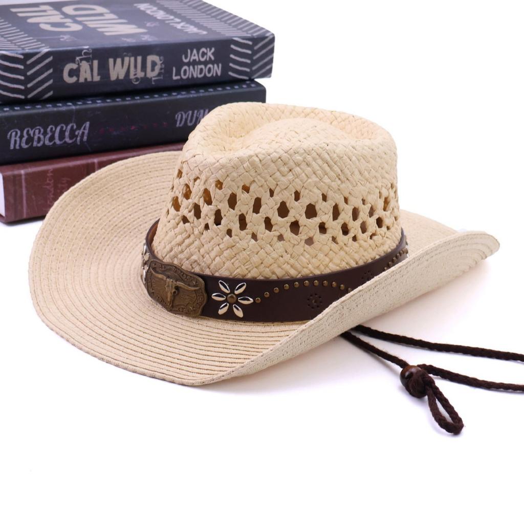 Spring and summer men and women outdoor travel travel sunscreen sunshade beach hat European and American new western denim straw hat