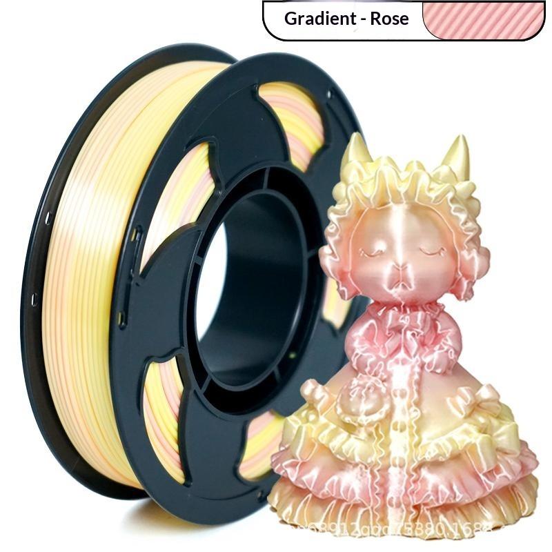 1 kg Hedvábné Duhové Pla Filament 1,75 mm Lesklý Vícebarevný Filament pro 3D Tiskárnu Rychlá Změna Barvy +/-0,03 mm 1 kg Cívka