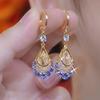High Class Geometry Rhombus Cat's Eye Stone Exquisite Pendant Earrings for Women Jewelry Party Wedding Gifts