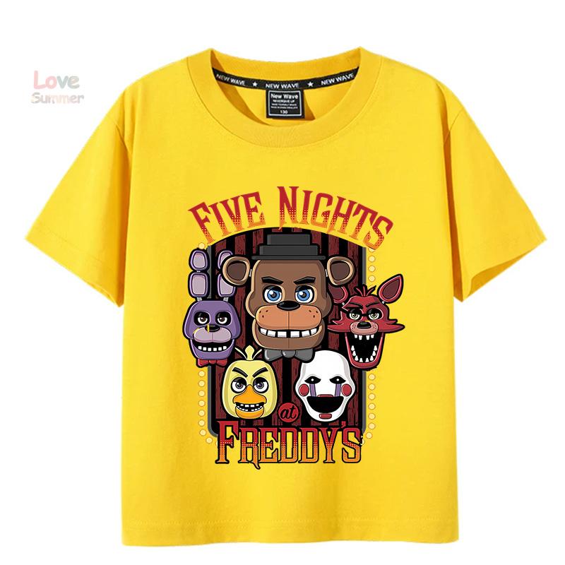 T-Shirt 4 To 14 Years FNAF At Freddys T Shirts for Children Humor T-Shirt Crewneck Tees Boys Girls Short Sleeve Tops
