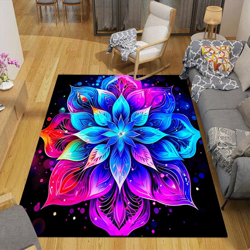 1pc Colorful flowers Design Area Rug - Soft, Anti-Slip, and Durable Gaming Room Decor for Bedroom