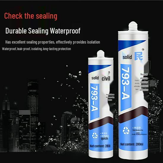 Solid Folk Glass Glue: Fast-Drying Waterproof Silicone Sealant - Weatherproof, Mildew-Proof, Transparent & White Porcelain Glue