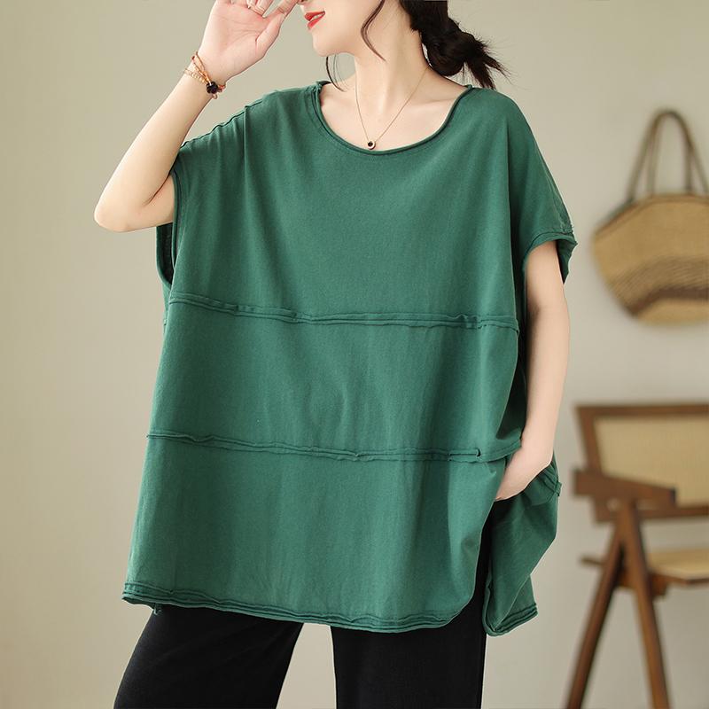 

DIMANAF 2023 Plus Size Новый летний стиль Блузка Дизайн Повседневная рубашка Мода с коротким рукавом Винтажные сращенные женские свободные рубашки с О-образным вырезом Женские топы