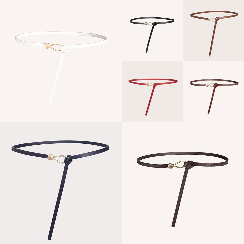 Pu Thin Waist Belt With Metal Buckle For Casual Dress And Retro Style