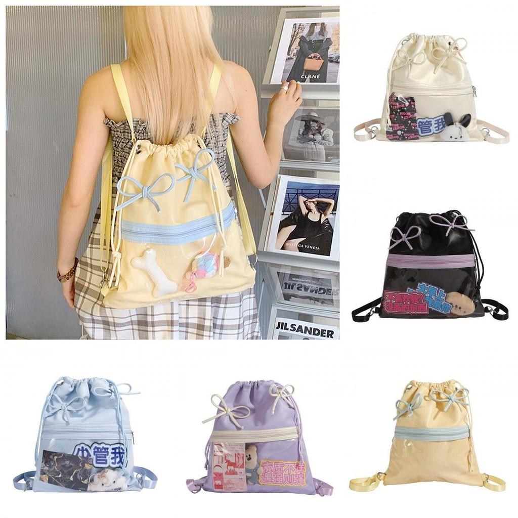 Lightweight Bowknot Backpack Solid Color Itabag Bucket Bag Fashion Gift Casual