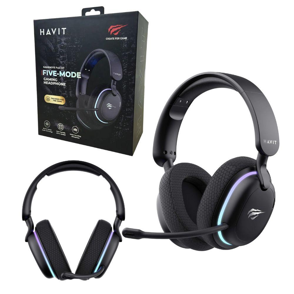 Havit Neri Auricolari Wireless E Cablati Bluetooth Con Microfono Rimovibile, Gaming, Cancellazione Del Rumore, - Immagine 3