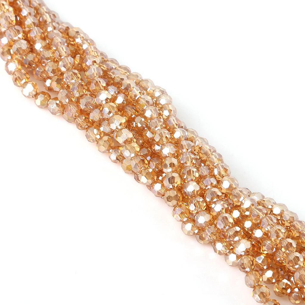 4mm Faceted Round Glass Beads, Handmade Crystal-Plated, Colored DIY Accessories