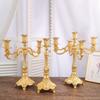 Luxurious European Taper Candle Holders Luxurious Carved Gold Metal Candelabra Enhancing Living Space Aesthetic Decors