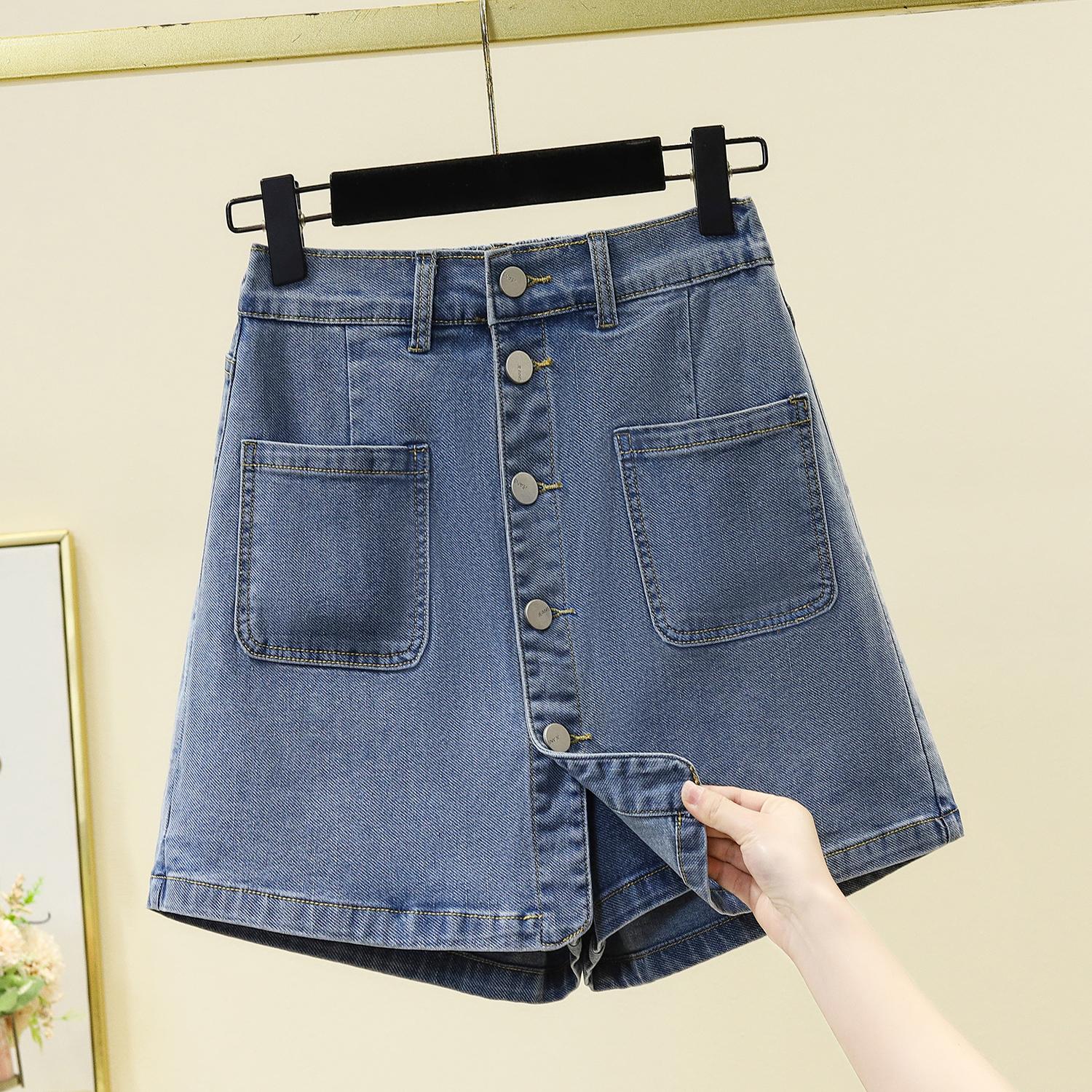 

Dimanaf Летние женские джинсовые шорты больших размеров, повседневные, свободные, базовые, с высокой посадкой, на резинке 5XL синий