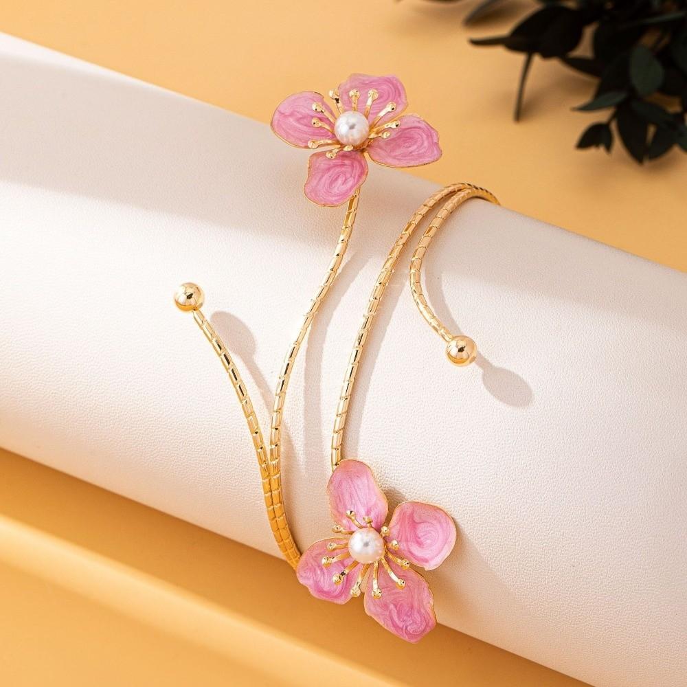 Bohemian Flower Bracelet Drip Oil Armband Exquisite Open Arm Bangle  Vacation