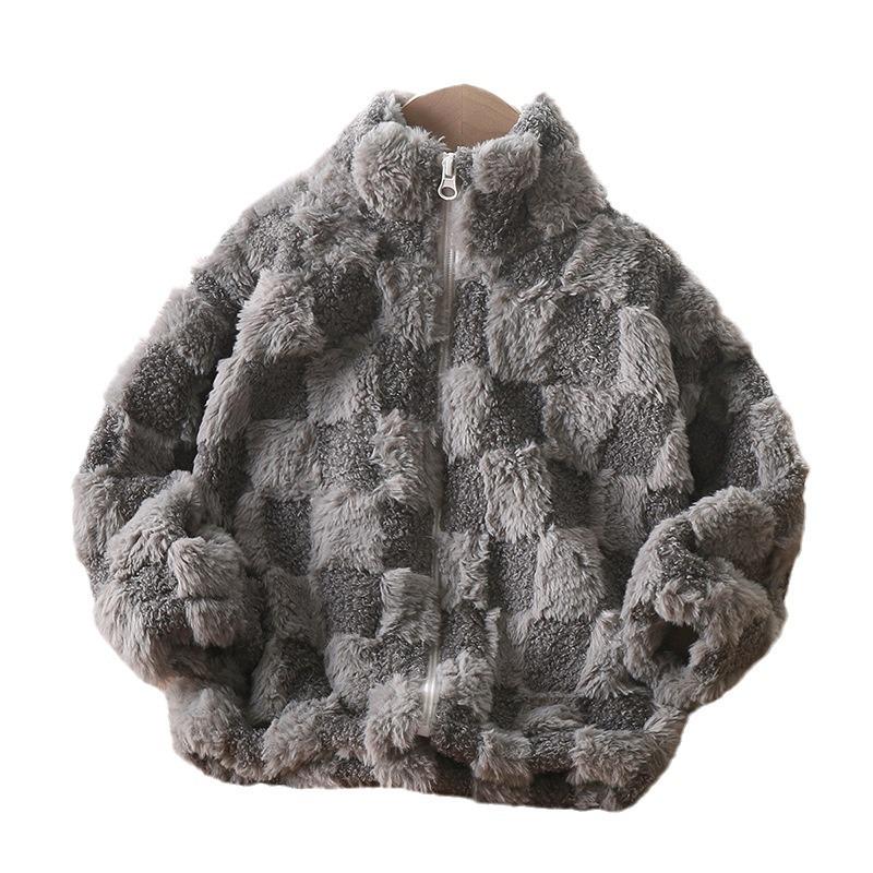 Kids' Fleece-Lined Jacket: Thick, Stand-Up Collar, Zipper Cardigan for Boys & Girls - Autumn/Winter