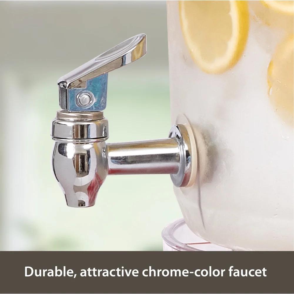 2-galonowy dozownik do napojów Party Top, piętrowy serwer do napojów z chromowanym kranikiem, tabliczka identyfikacyjna, materiał Tritan bez BPA