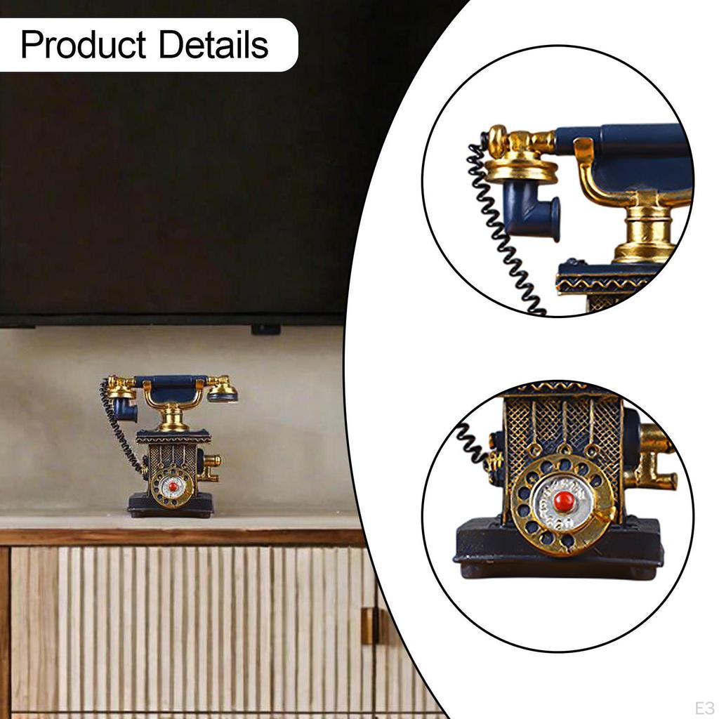 Phone Model Antique Figurine Creative,Corded,Desk Phone,Wall Decor Statue Vintage Rotary