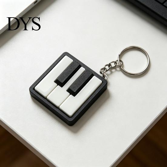 Stress Relief Keychain Mini Piano Keychain, Key Clicker, Playable Fingertip Toy Small Clicker with Metal Ring, Classic Black White Keys for