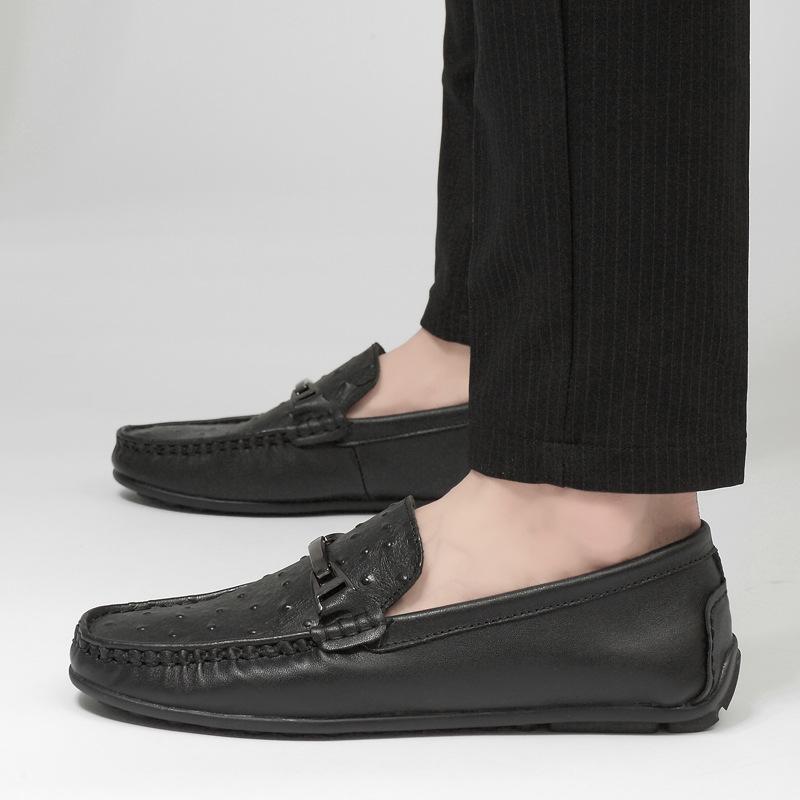 

2025 spring new men s casual leather shoes business fashion breathable driving Doudou shoes light one pedal men s shoes 45
