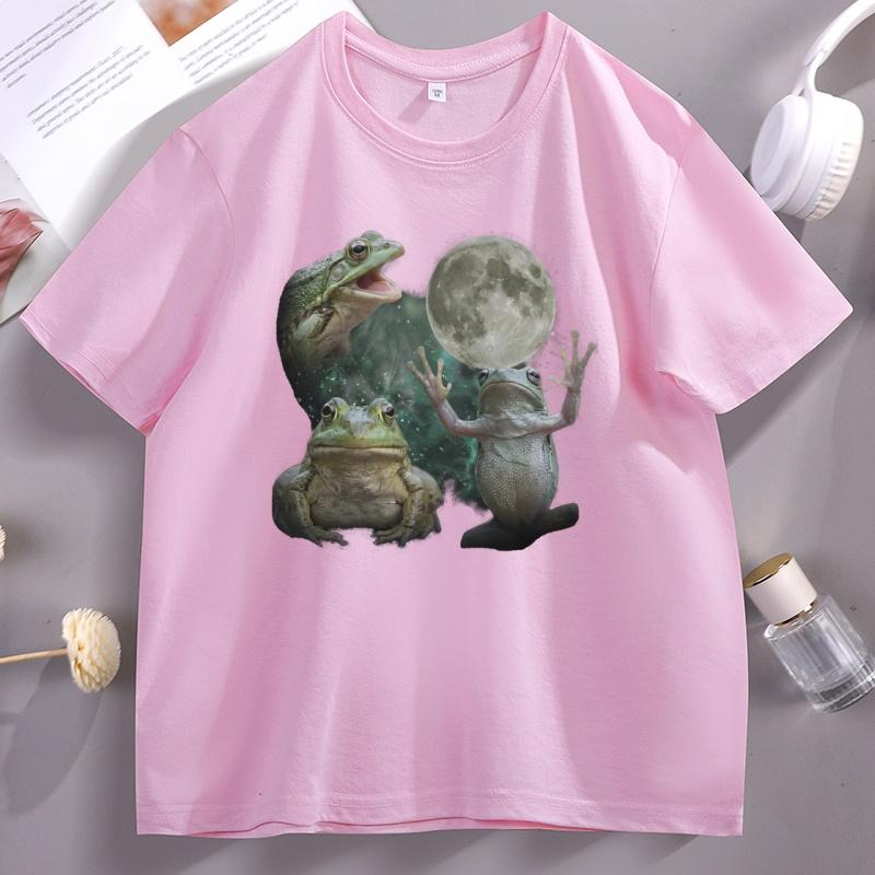 Three Frog Moon Comfort TShirt for Unisex Unisex Graphic Tee Shirt Vintage 90s Streetwear TShirts Casual Cotton Short Sleeve Tops