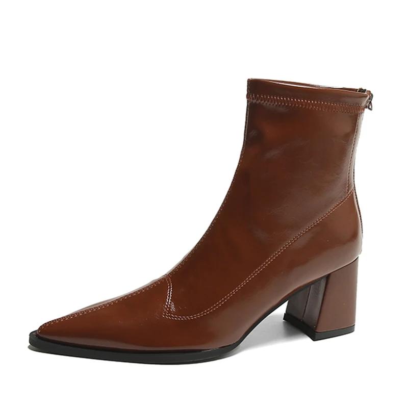 Women Ankle Boots High Heels Pointed Toe Shoes Women 2024 Trend Chelsea Snow Boots Pumps Winter New Goth Motorcycle Botas Mujer