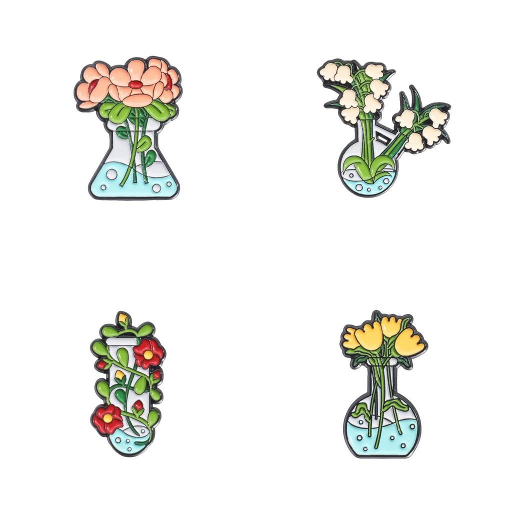 Trendy Cartoon Character Green Plant Brooches Versatile Metal Pins For Unisex Fashion Statement