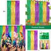 Gold Enchanting Green Purple Rain Curtain For Stunning Mardi Gras Setup Event