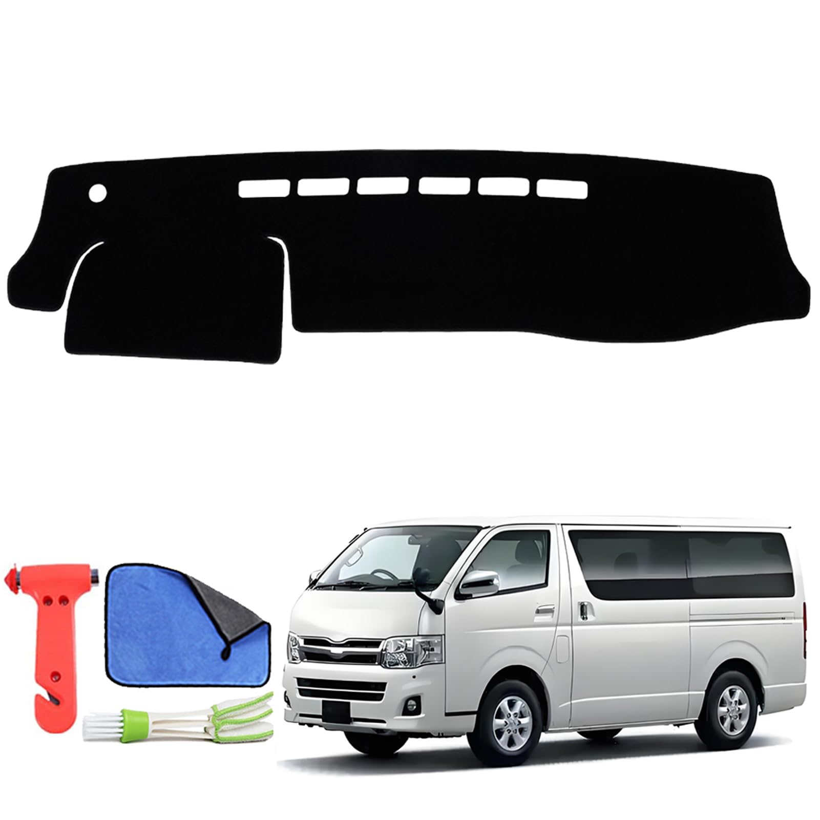 

Rasya Коврик на приборную панель для Hiace 200 серии со стандартным кузовом Hiace 200 7-й Коврик на приборную панель Чехол на приборную панель Дизайн HAICE 200 Защитный коврик для приборной панели Защита от солнца чёрный