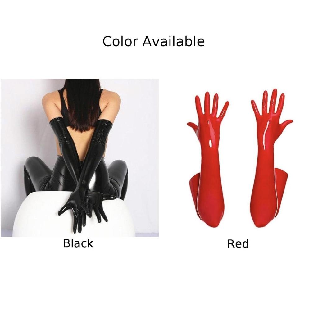 Dance Gloves Long Gloves Performance Sexy Shiny Black/ Red