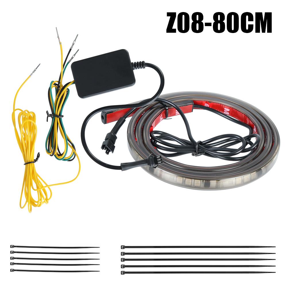 

Светодиодная лента RGB для автомобиля, поворотник, 60/80/120/150 см, 12 В/24 В, последовательные дневные ходовые огни, декоративная лампа для автомобильной решетки, гибкий, красочный, для стайлинга автомобилей Z08-80CM