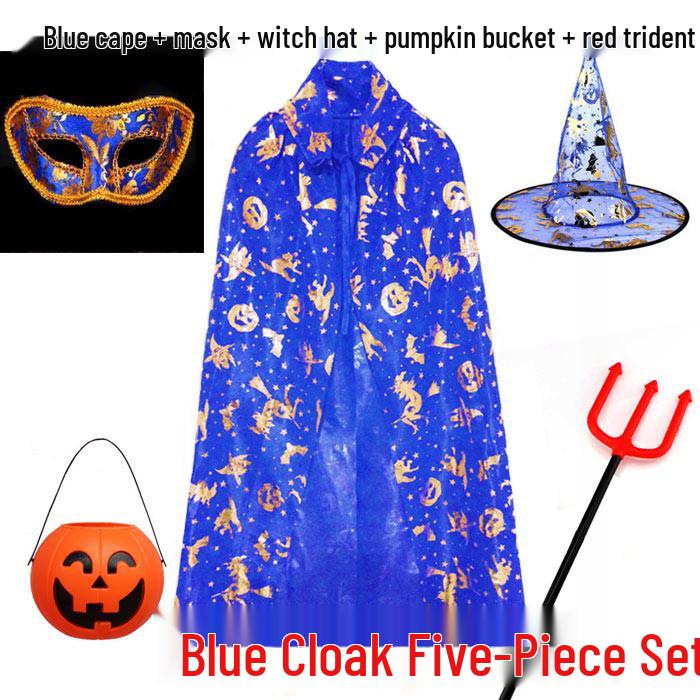 Pumpkin Cape Magician Costume Set for Adults & Kids - Witch, Wizard, or Performance Cloak for Halloween & Christmas