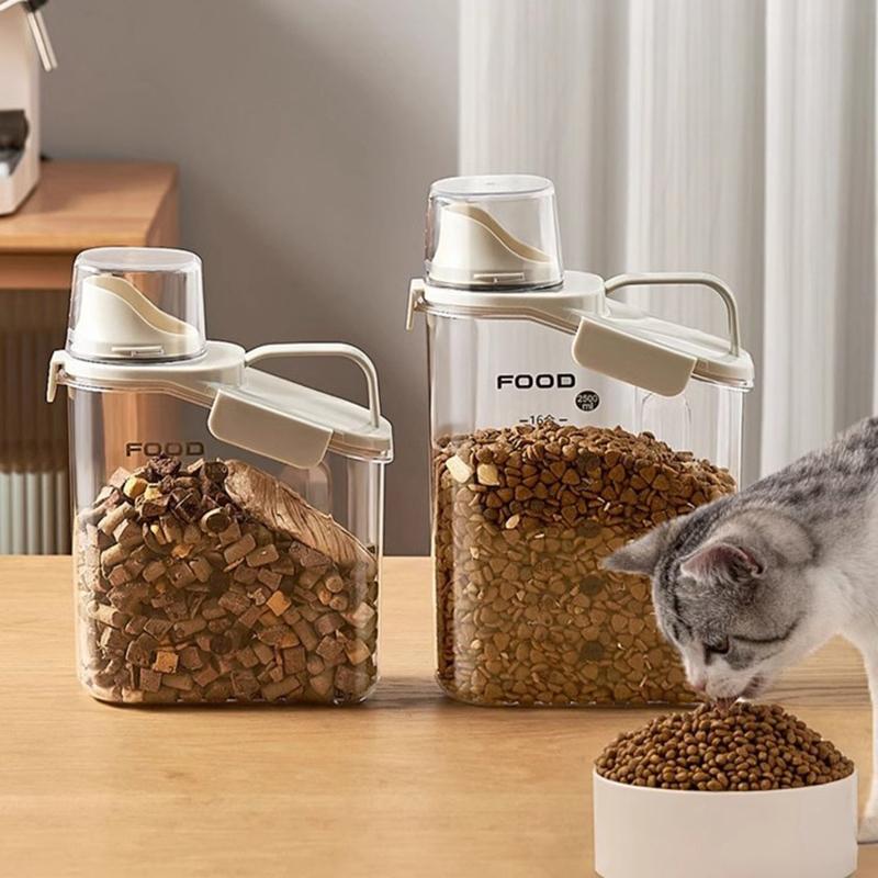 Large Capacity Plastic Seal Pet Food Storage with Scale Washable Transparent Moisture-proof Cat Food Container Dog Accessories