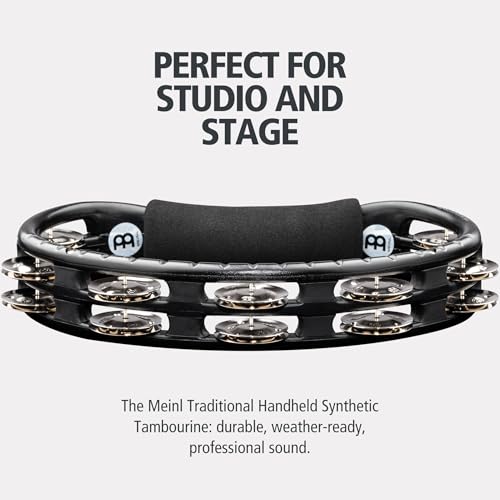 MEINL Percussion Traditional ABS Tambourine with Steel Jingles, Black, TMT1BK