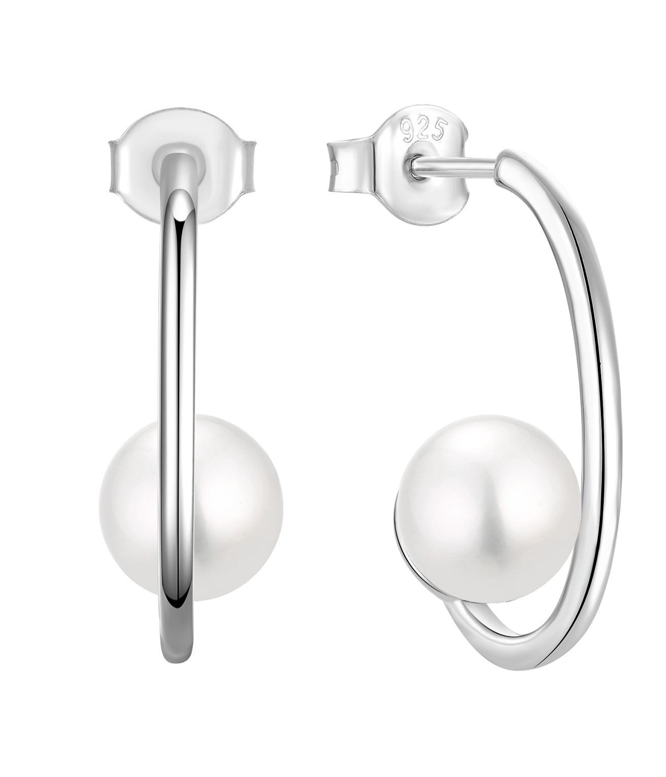 Retro S925 Sterling Silver Dangle Earrings with Freshwater Pearl Studs 925 Sterling Silver
