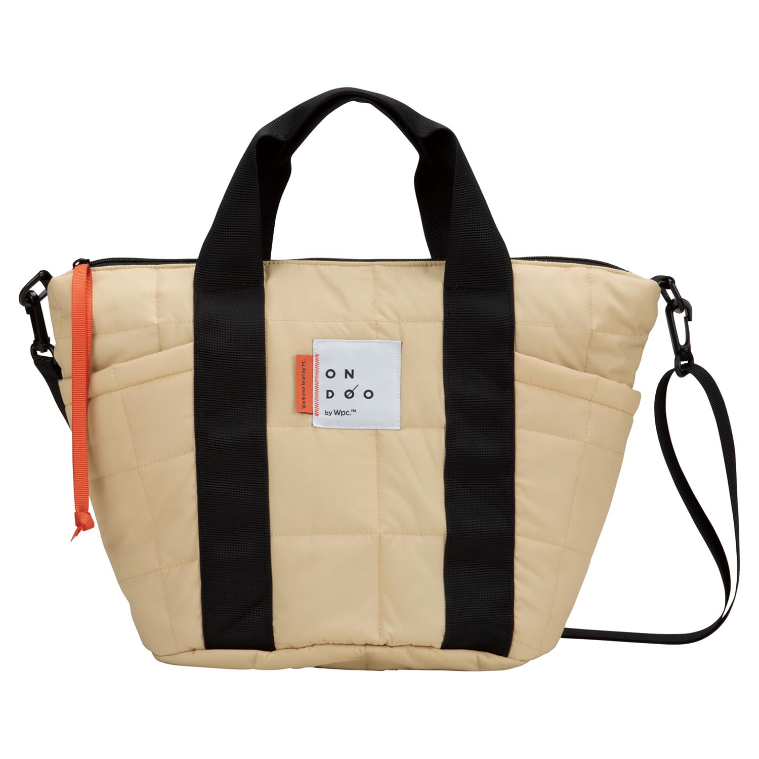 

Wpc. World Party ONDOO Quilted 2-Way Tote Bag, Beige, for Men and Women, Large Capacity, Water Bottle Holder, Side Pocket, Water-Repellent, Shoulder