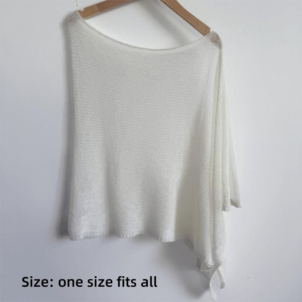 Summer Drop Shoulder Crochet Poncho Sweater Irregular Multi-wear Beach Cover Up Sheer Knitted Cover-ups Vacation Outfits