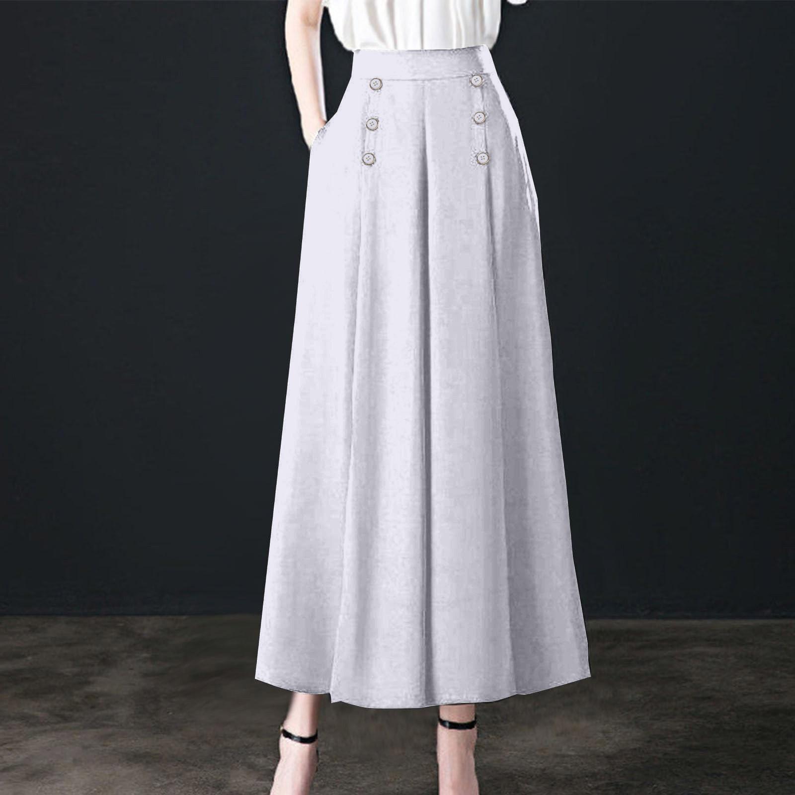 

Summer Color Loose Drape Wide Leg Skirt Pants High Waisted Slimming Temperament Women s Pants M білий