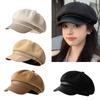 Warm Octagonal Cap for Adult and Teens, Soft Polyester Cabbie Hat with Short Brims and Button Detail for Winter Daily Styling, Street Wear