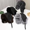 New Winter Men's Rex Rabbit Fur Bomber Hat Ushanka Cap Trapper fluffy Man Ski Hats Caps Real Sheepskin Leather