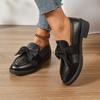 Women's Patent Leather Bow Loafers Round Toe Low Block Heel Slip-On Casual Oxford Shoes