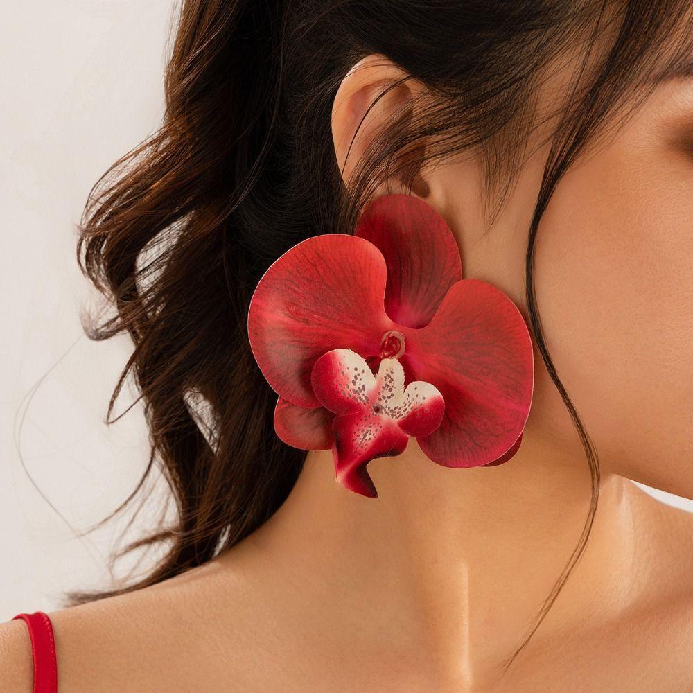 Minority Design Flower Choker Korean Style Ribbon Necklace Elegant Butterfly Orchid Earrings  Women