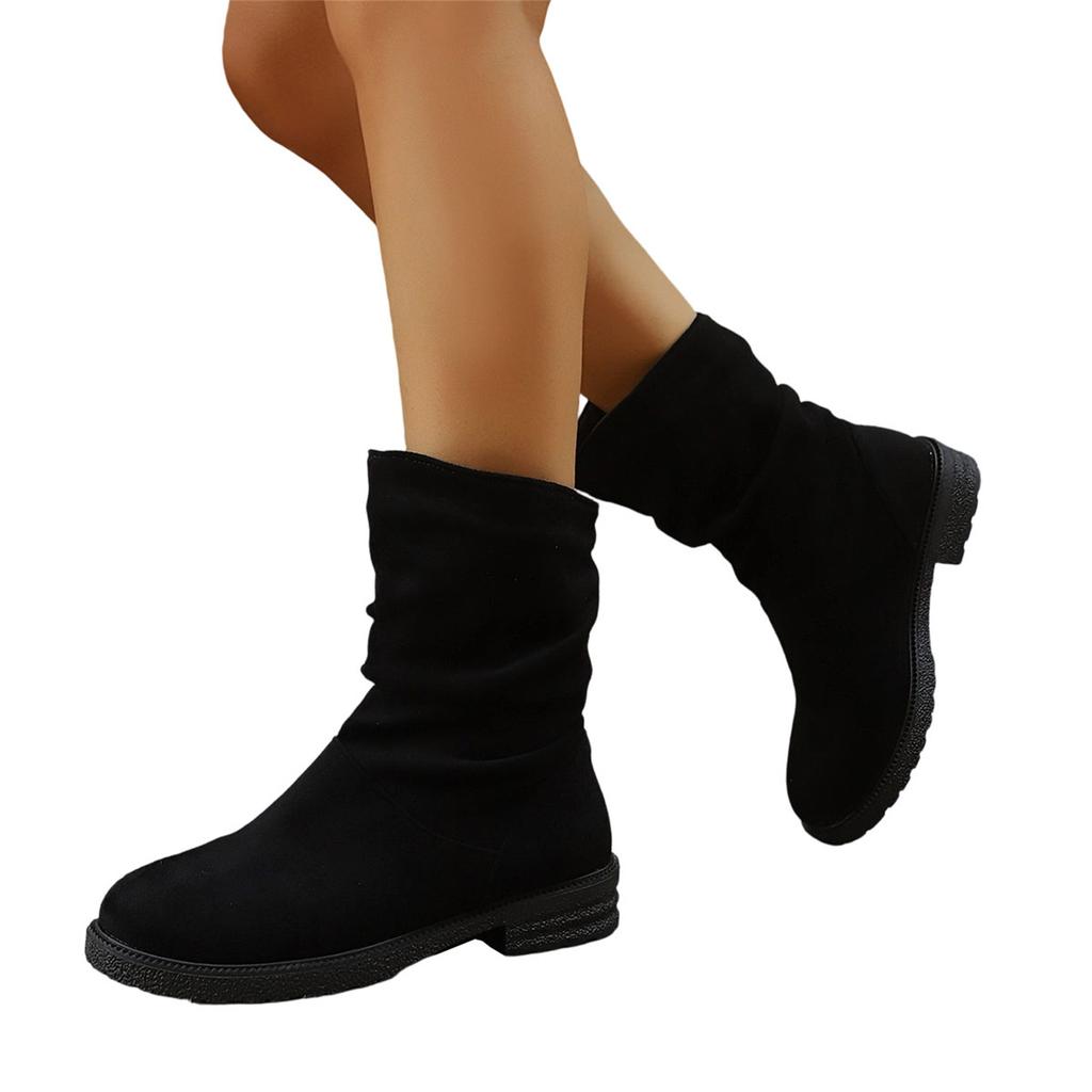 Women's Fashion Plus Size Round Toe Slouch Boots for Casual Everyday Outfits