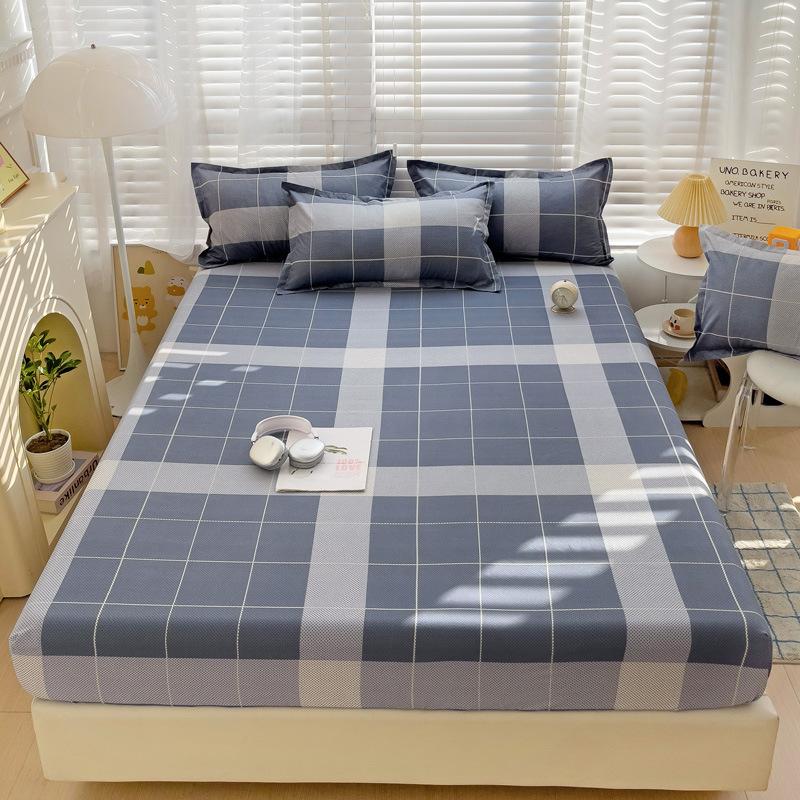Four Seasons Skin-friendly Washed and Brushed Solid Color Pillowcase Protective Cover Double Fitted Sheet Taiwan Bed Bag
