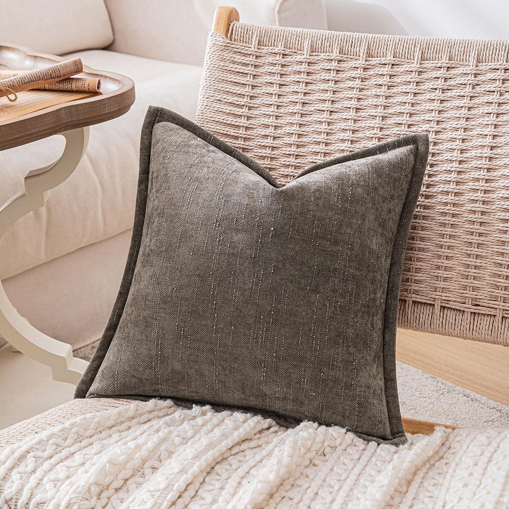 Ins Fengchenille Pillow Bamboo Joint Pattern Jacquard Cushion Internet Celebrity Super Thick Pillow Case Pressed on The Edge of The Sofa Bedside Back