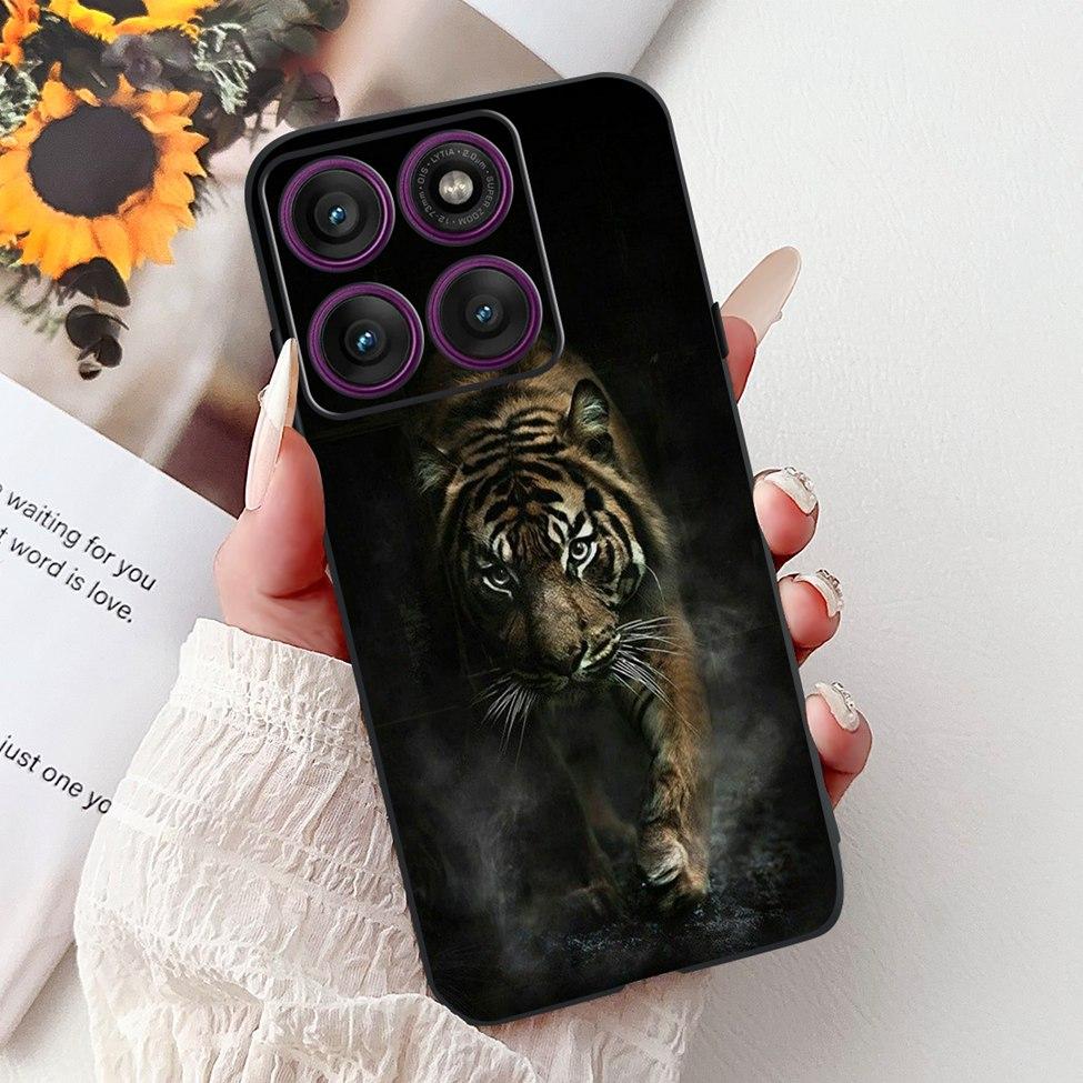 For Motorola Edge 60Pro XT2507-1 Back Cover For Motorola Edge 60 Pro Case Cute Cartoon Luxury Flower Painted Black Silicone 6.7"