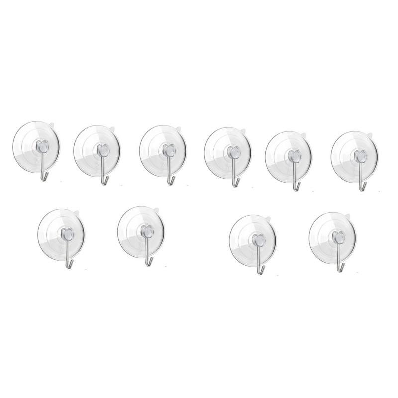 10/5Pcs Suction Cup Hooks Transparent Strong Suction Cup Holder with Metal Hooks Wall Hooks Towel Hanger Home Kitchen Bathroom