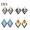 Creative Multilayer Irregular Dangle Hook Retro Wood Women Earrings Jewelry Gift