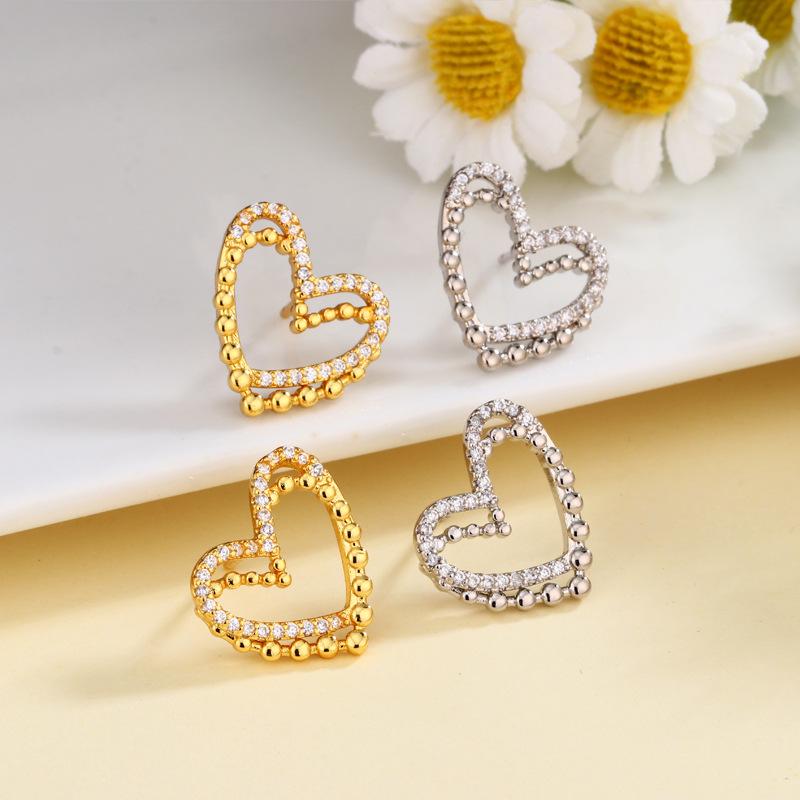 Korean Heart Stud Earrings: Elegant & Versatile Women's Design 2023