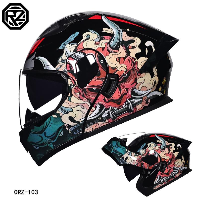 Small shell helmet peel-off helmet motorcycle helmet locomotive double lens men's and women's four-season motorcycle cruise helmet large