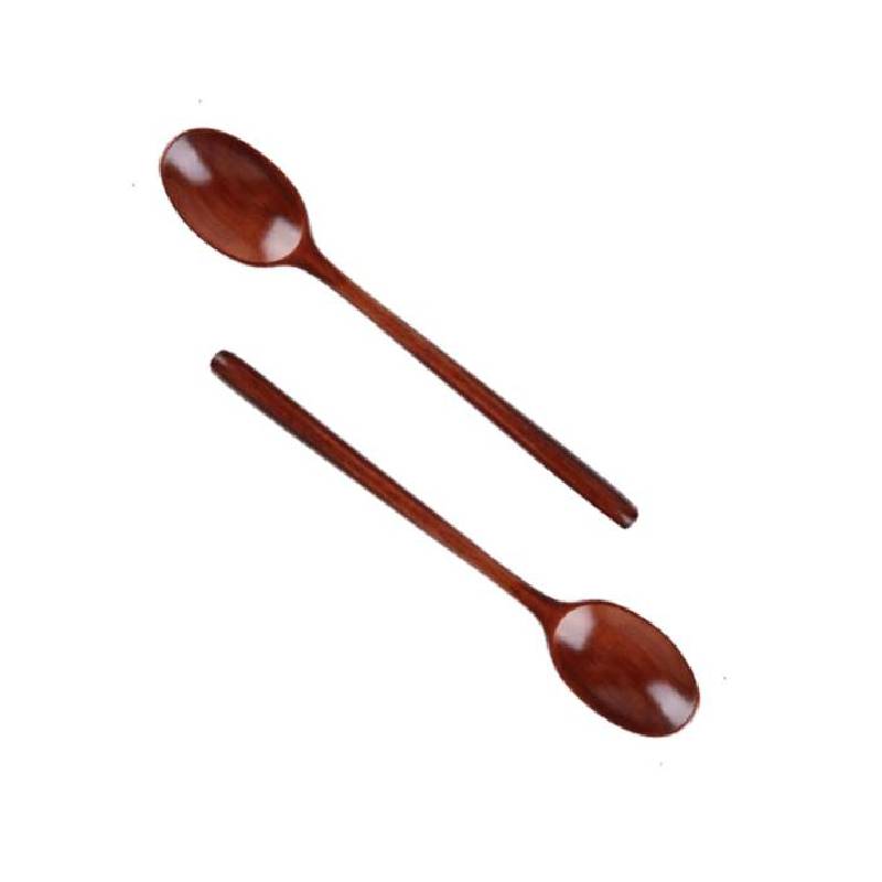 2pcs 23cm Wooden Spoon With Long Handle Serving Utensil Japanese Style Oval Soup Spoon for Eating Mixing Stirring Cooking Baking