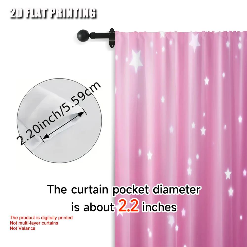 2pcs, Plane Printing Minimalist Curtains Pink Stars Versatile Fabric (without Rod) Gifts Ldeal for Living Room & Kitchen Decor