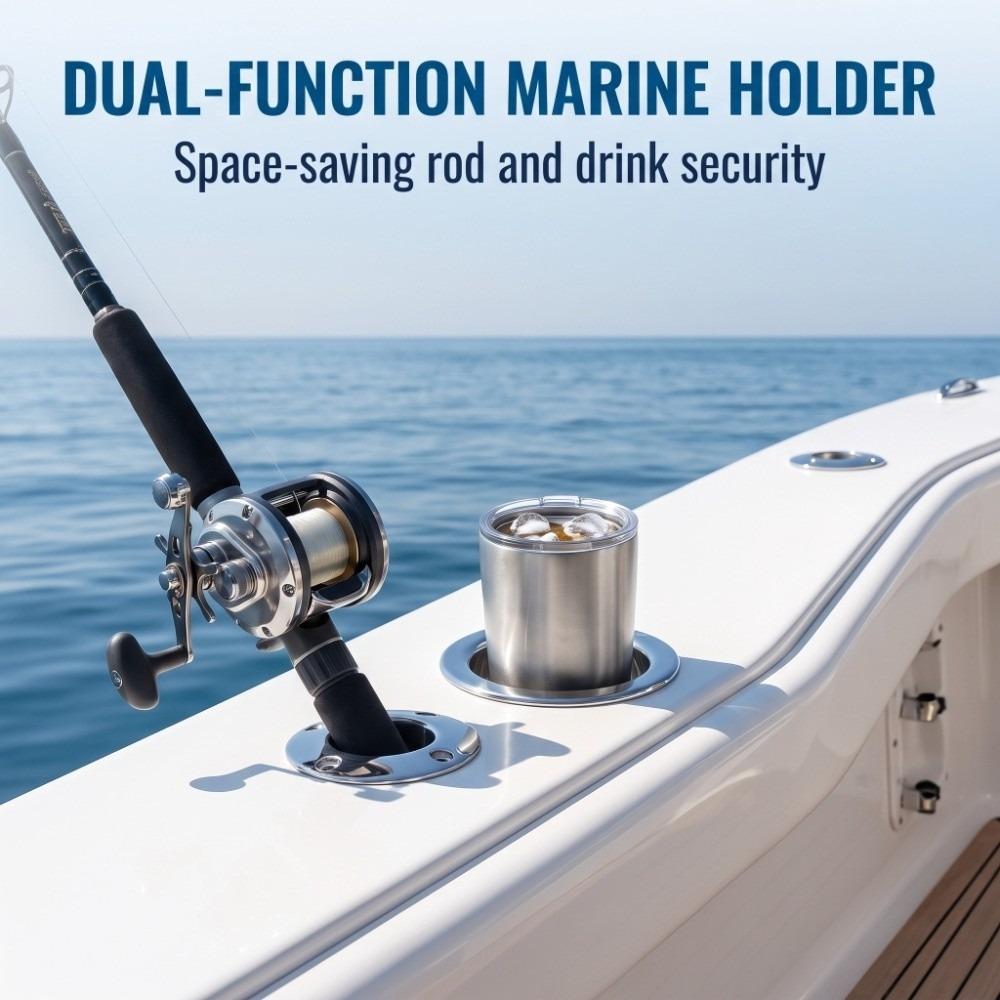 Edelstahl Bootsrutenhalter 90/30 Grad Angelrutenbecherhalter Marine-Rutenbecherhalter für Schiff